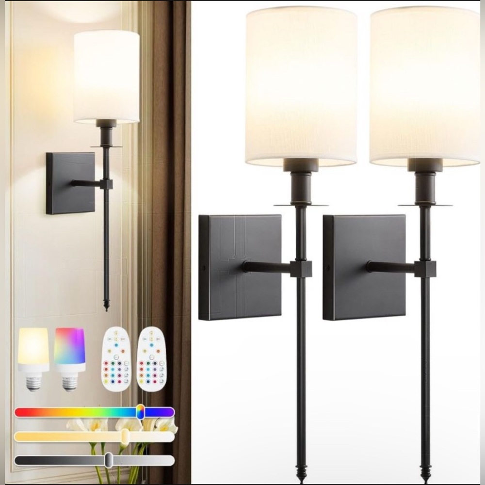 Rechargeable Wireless Sconces Set of 2, Battery Operated
